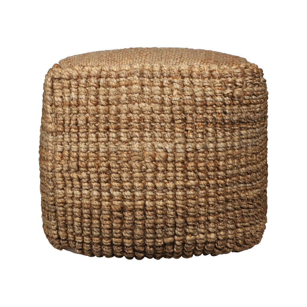 18" NATURAL JUTE BLEND CUBE POUF OTTOMAN - Varnish & Vibe