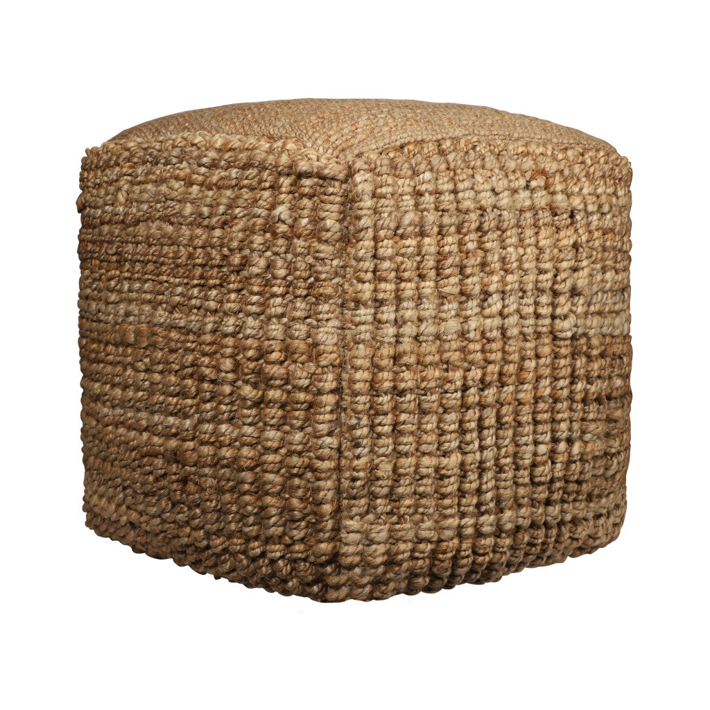 18" NATURAL JUTE BLEND CUBE POUF OTTOMAN - Varnish & Vibe