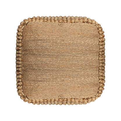 18" NATURAL JUTE BLEND CUBE POUF OTTOMAN - Varnish & Vibe