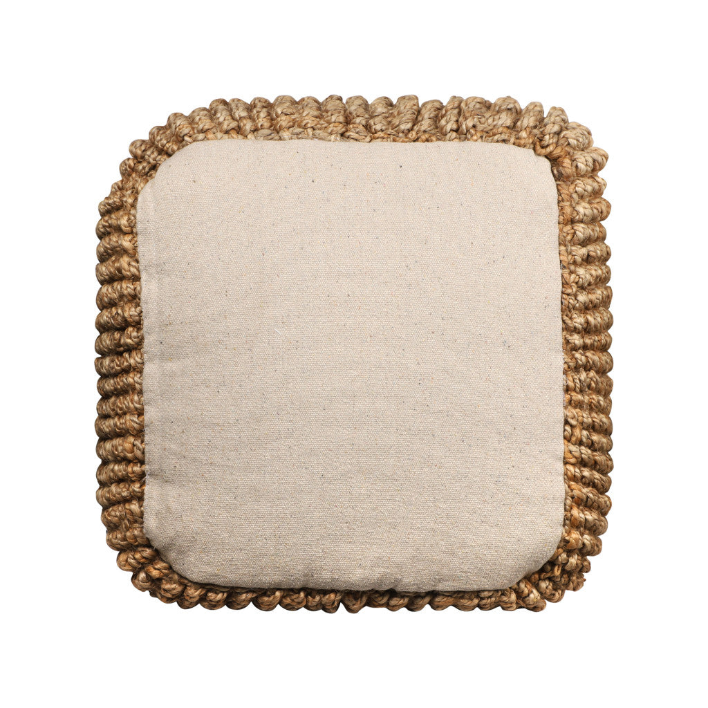 18" NATURAL JUTE BLEND CUBE POUF OTTOMAN - Varnish & Vibe