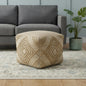 18" NATURAL JUTE BLEND CUBE GEOMETRIC POUF OTTOMAN - Varnish & Vibe