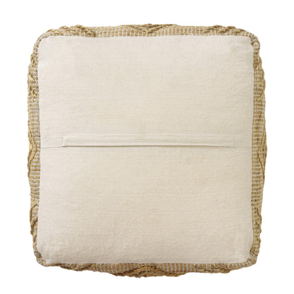 18" NATURAL JUTE BLEND CUBE GEOMETRIC POUF OTTOMAN - Varnish & Vibe