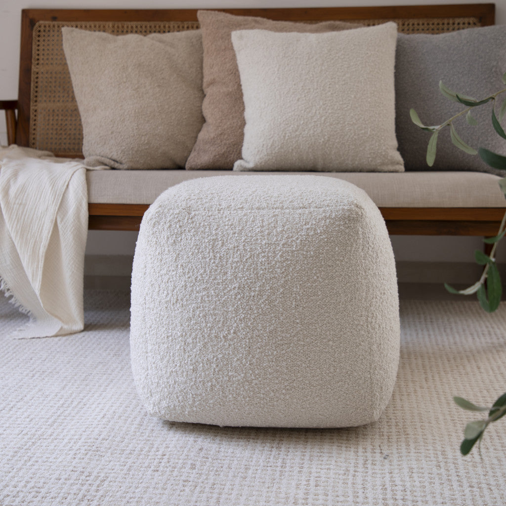 LAKEVIEW 18" IVORY OUTDOOR POUF OTTOMAN
