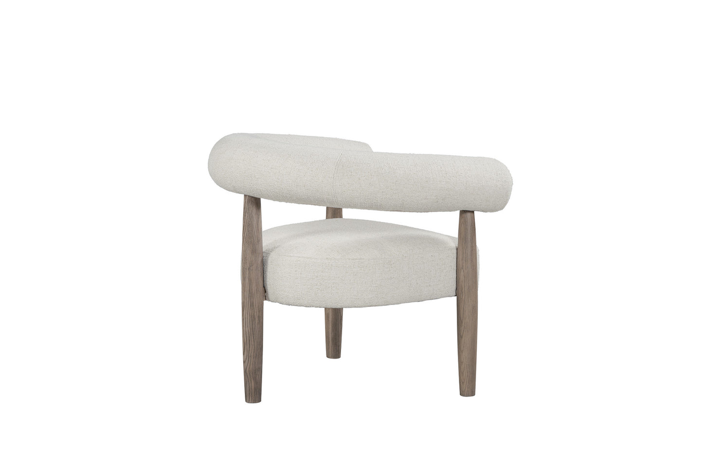 29" OFF WHITE AND ASH GRAY FABRIC AND WOOD ARMCHAIR