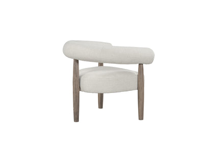 29" OFF WHITE AND ASH GRAY FABRIC AND WOOD ARMCHAIR