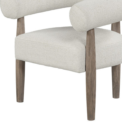 29" OFF WHITE AND ASH GRAY FABRIC AND WOOD ARMCHAIR
