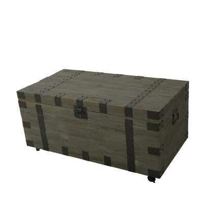 LAUREL 22" BROWN RECLAIMED WOOD DISTRESSED TRUNK COFFEE TABLE