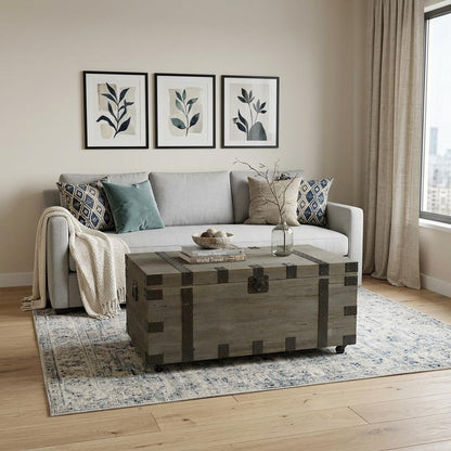 LAUREL 22" BROWN RECLAIMED WOOD DISTRESSED TRUNK COFFEE TABLE