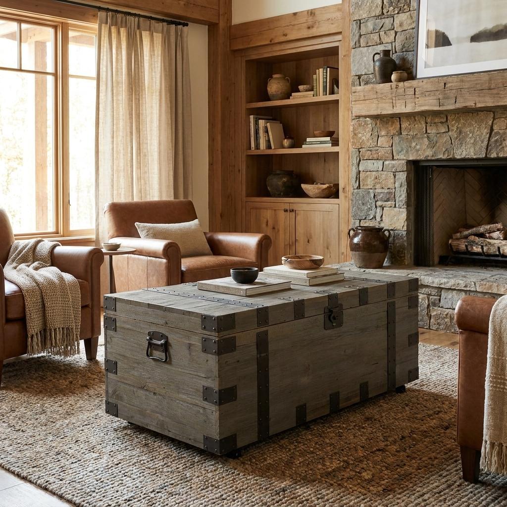 LAUREL 22" BROWN RECLAIMED WOOD DISTRESSED TRUNK COFFEE TABLE