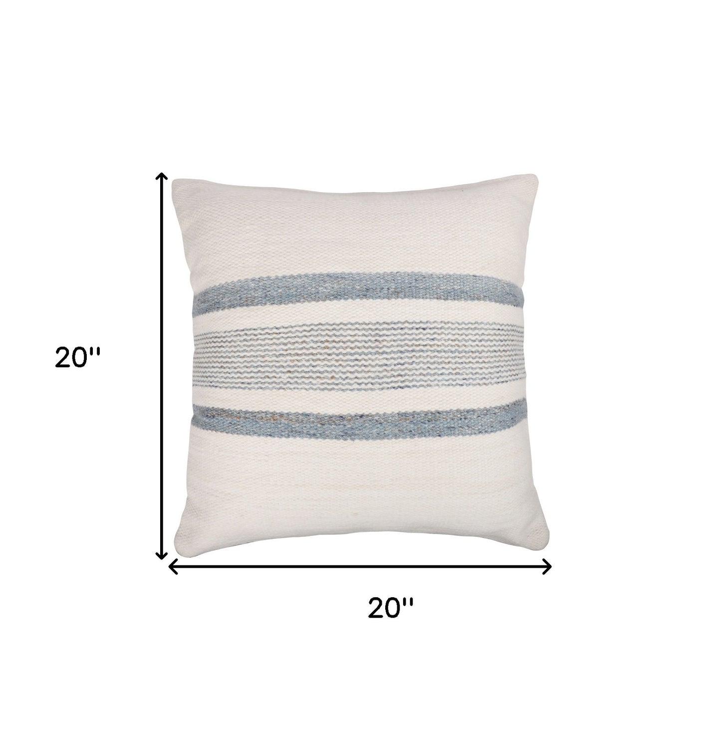 20" BLUE AND WHITE STRIPED THROW PILLOW