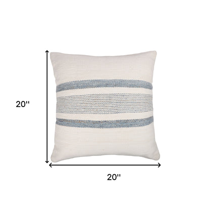 20" BLUE AND WHITE STRIPED THROW PILLOW