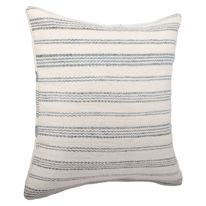 20" BLUE AND WHITE STRIPED THROW PILLOW