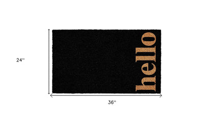 LAUREL 24" X 36" BLACK AND NATURAL COIR HELLO OUTDOOR DOOR MAT