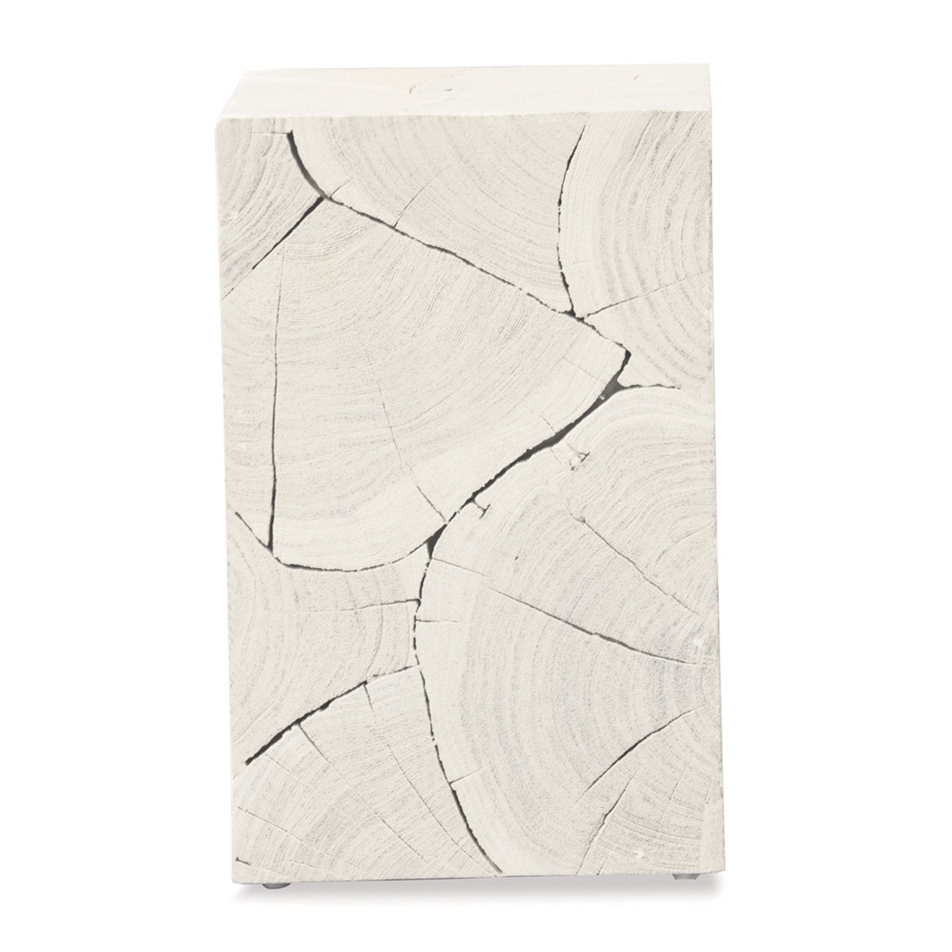 20" WHITEWASH SOLID WOOD BLOCK HANDMADE SQUARE END TABLE - Varnish & Vibe