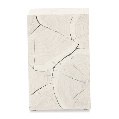 20" WHITEWASH SOLID WOOD BLOCK HANDMADE SQUARE END TABLE - Varnish & Vibe
