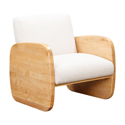 29" WHITE AND NATURAL LINEN ARMCHAIR - Varnish & Vibe