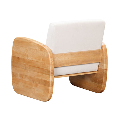 29" WHITE AND NATURAL LINEN ARMCHAIR - Varnish & Vibe