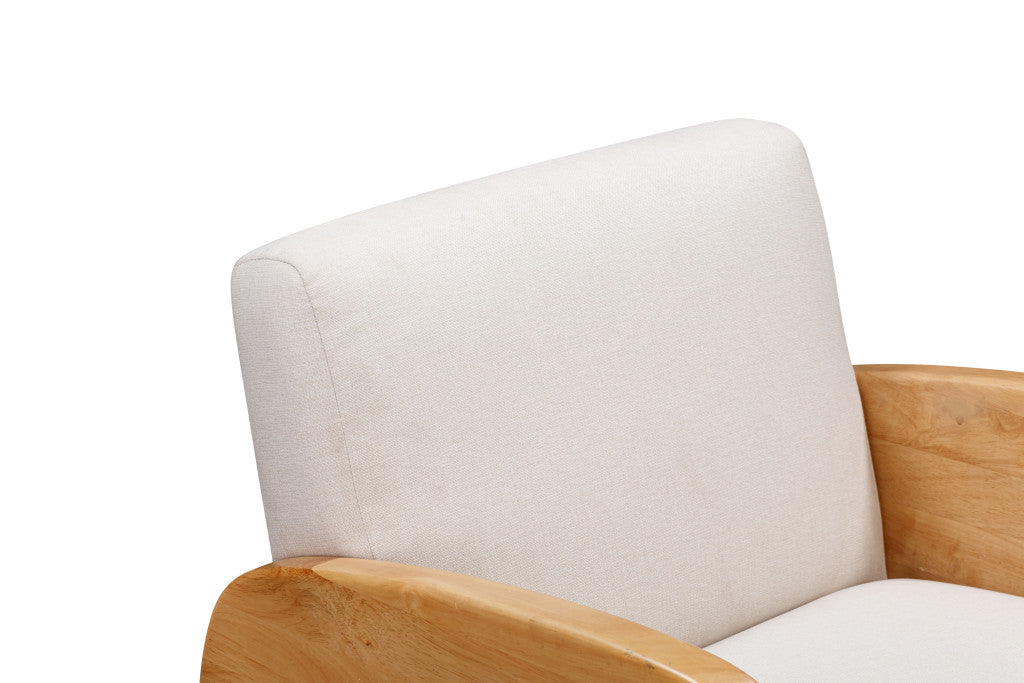 29" WHITE AND NATURAL LINEN ARMCHAIR - Varnish & Vibe