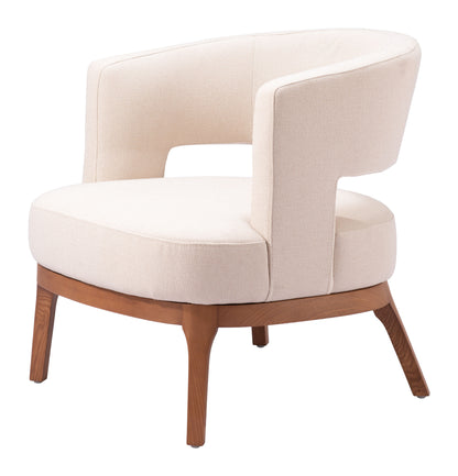 PALISADES 27" BEIGE AND BROWN UPHOLSTERED ARM CHAIR - Varnish & Vibe