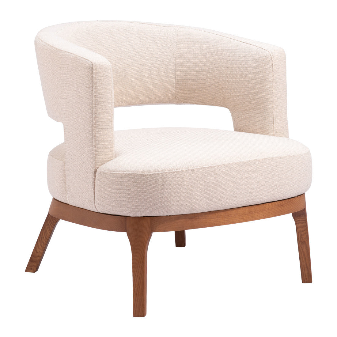 PALISADES 27" BEIGE AND BROWN UPHOLSTERED ARM CHAIR - Varnish & Vibe
