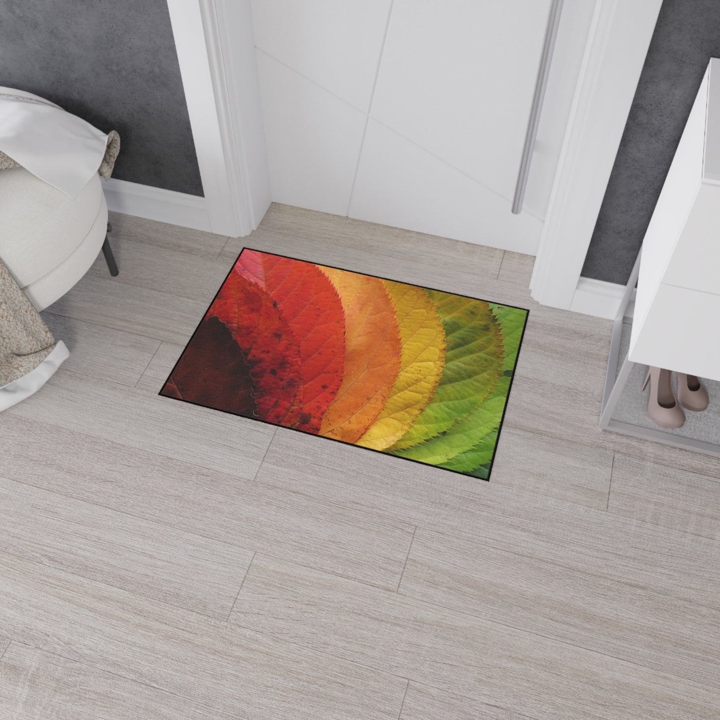 Gradient Leaves Autumn Spectrum Fall Rug