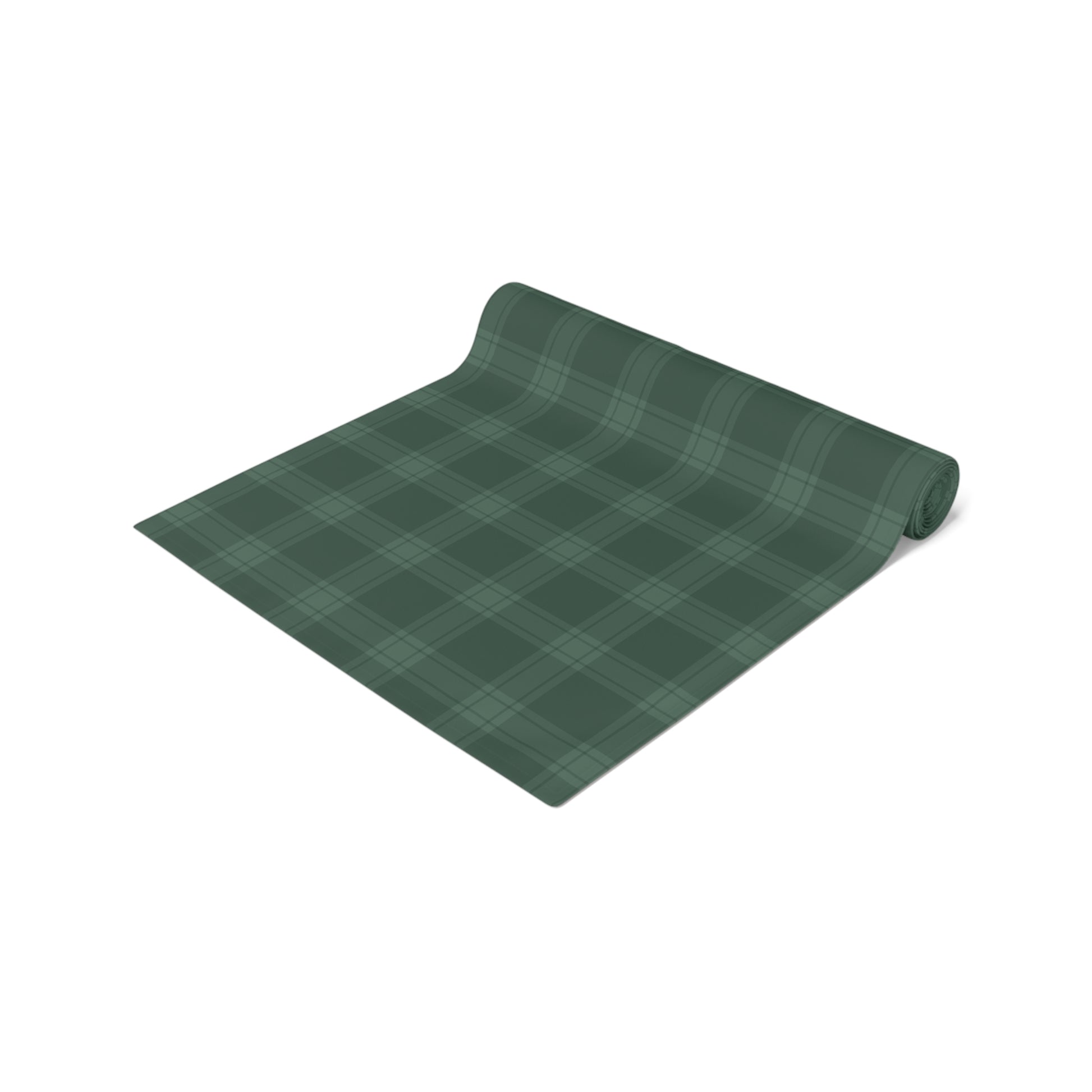 Green Tartan Christmas Tree Table Runner (Cotton, Poly) - Varnish & Vibe