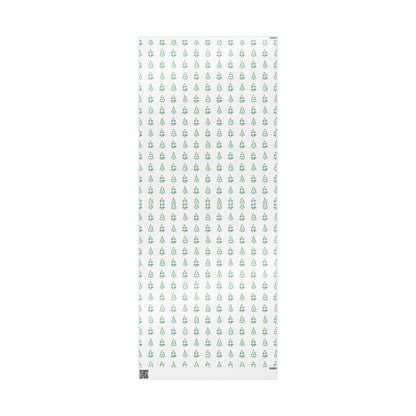 Christmas Tree Pattern Wrapping Paper Roll — Green Sketch Holiday Gift Wrap