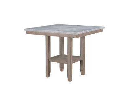 MALIBU 42" WHITE AND NATURAL FAUX MARBLE AND WOOD SQUARE BAR TABLE - Varnish & Vibe