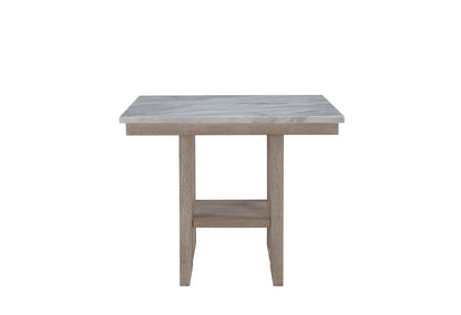 MALIBU 42" WHITE AND NATURAL FAUX MARBLE AND WOOD SQUARE BAR TABLE - Varnish & Vibe