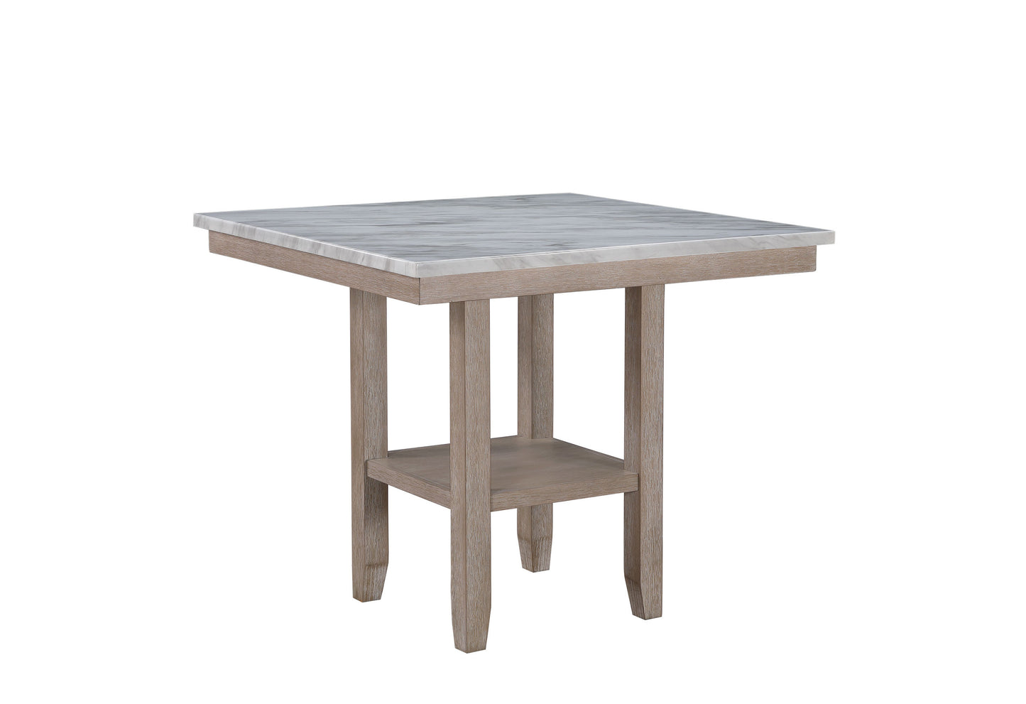 MALIBU 42" WHITE AND NATURAL FAUX MARBLE AND WOOD SQUARE BAR TABLE - Varnish & Vibe
