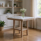 MALIBU 42" WHITE AND NATURAL FAUX MARBLE AND WOOD SQUARE BAR TABLE - Varnish & Vibe