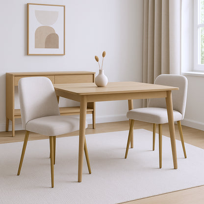 SET OF TWO BEIGE AND GOLD UPHOLSTERED FABRIC DINING SIDE CHAIRS