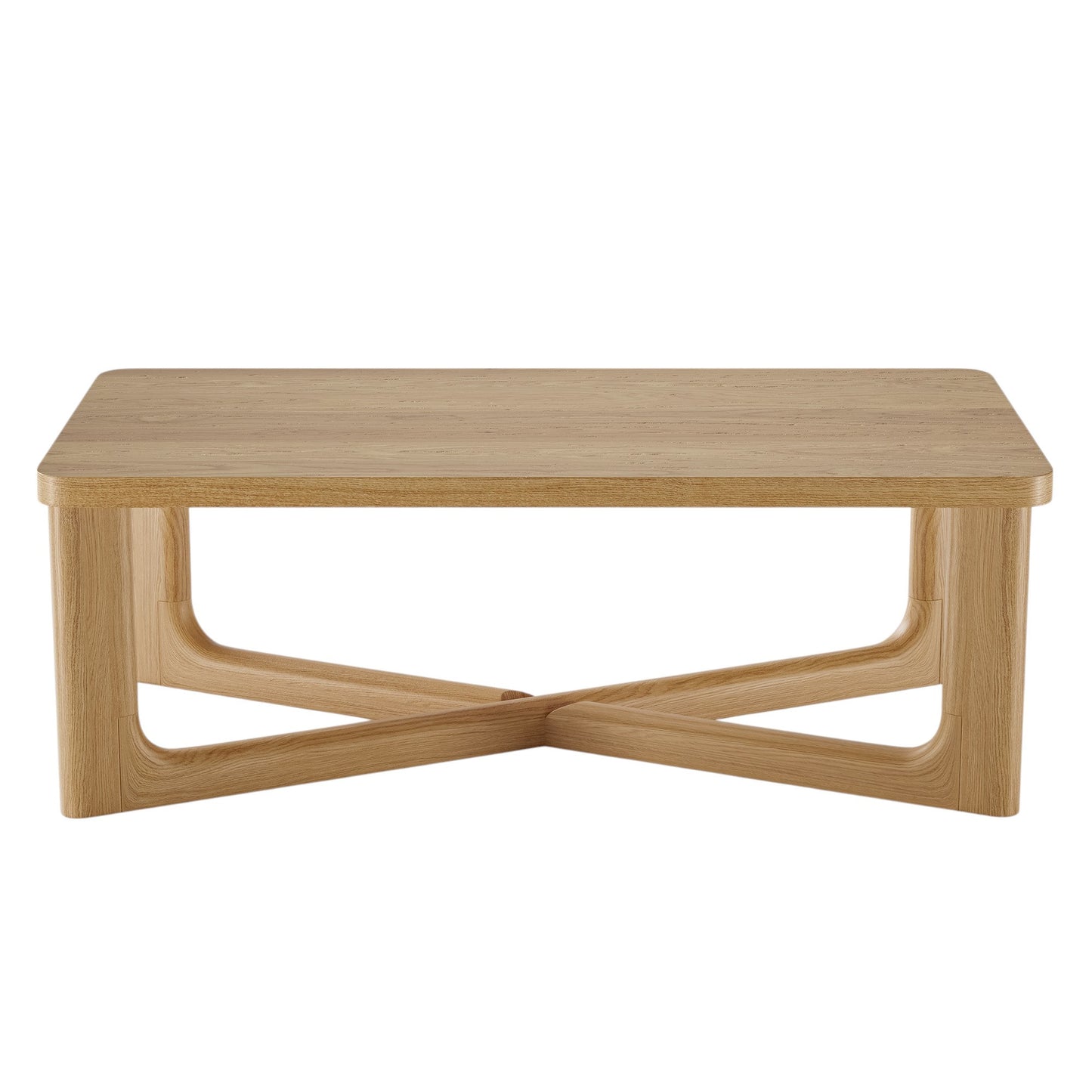 50" NATURAL SOLID WOOD CROSS LEGS COFFEE TABLE - Varnish & Vibe