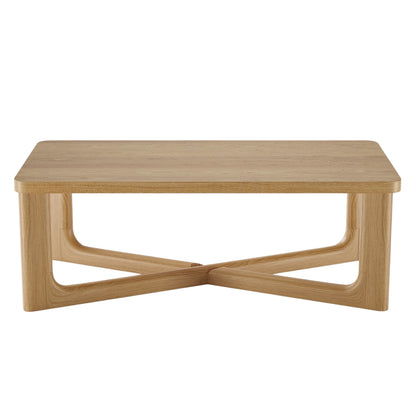 50" NATURAL SOLID WOOD CROSS LEGS COFFEE TABLE - Varnish & Vibe