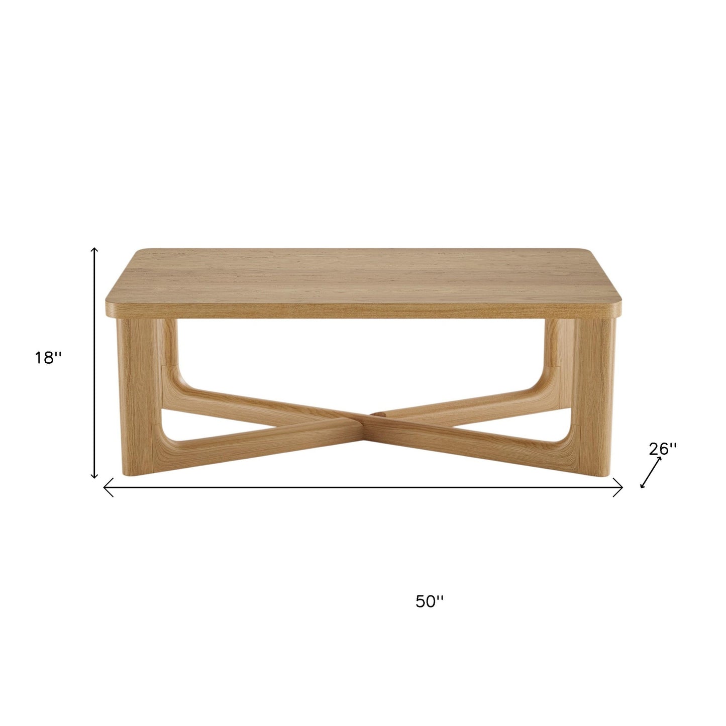 50" NATURAL SOLID WOOD CROSS LEGS COFFEE TABLE - Varnish & Vibe