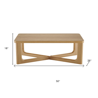 50" NATURAL SOLID WOOD CROSS LEGS COFFEE TABLE - Varnish & Vibe