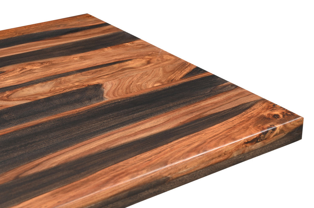 75" BROWN SOLID WOOD PEDESTAL BASE DINING TABLE - Varnish & Vibe