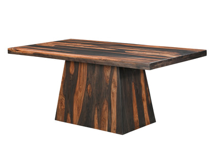 75" BROWN SOLID WOOD PEDESTAL BASE DINING TABLE - Varnish & Vibe