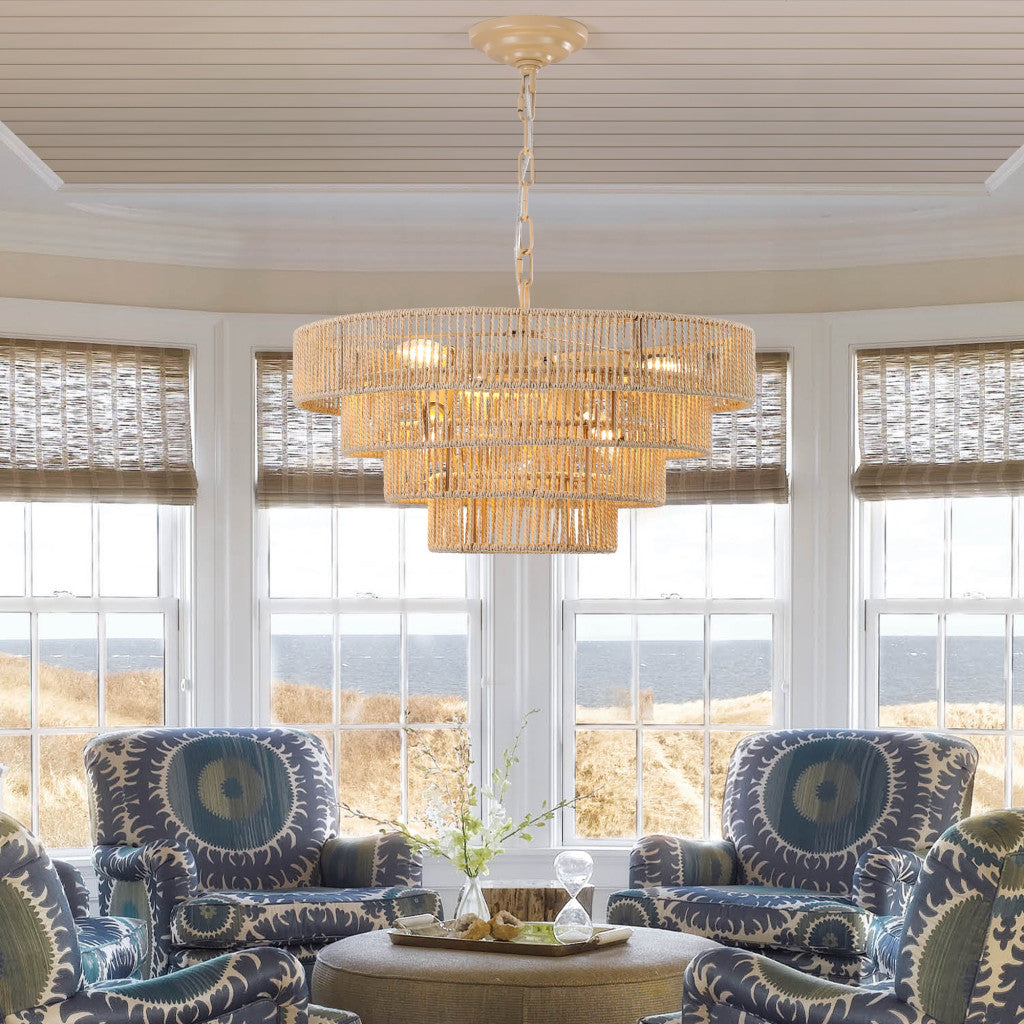 PIER 20" RATTAN 4-TIER CHANDELIER - Varnish & Vibe