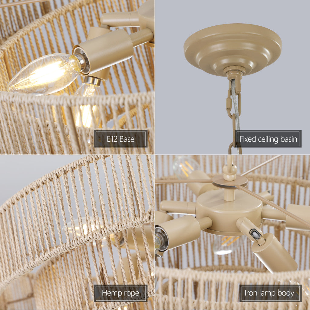 PIER 20" RATTAN 4-TIER CHANDELIER - Varnish & Vibe