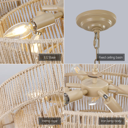 PIER 20" RATTAN 4-TIER CHANDELIER - Varnish & Vibe