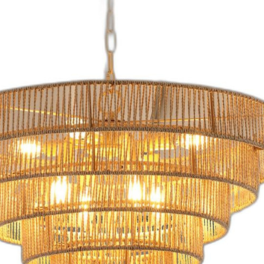 PIER 24" RATTAN 5-TIER CHANDELIER - Varnish & Vibe