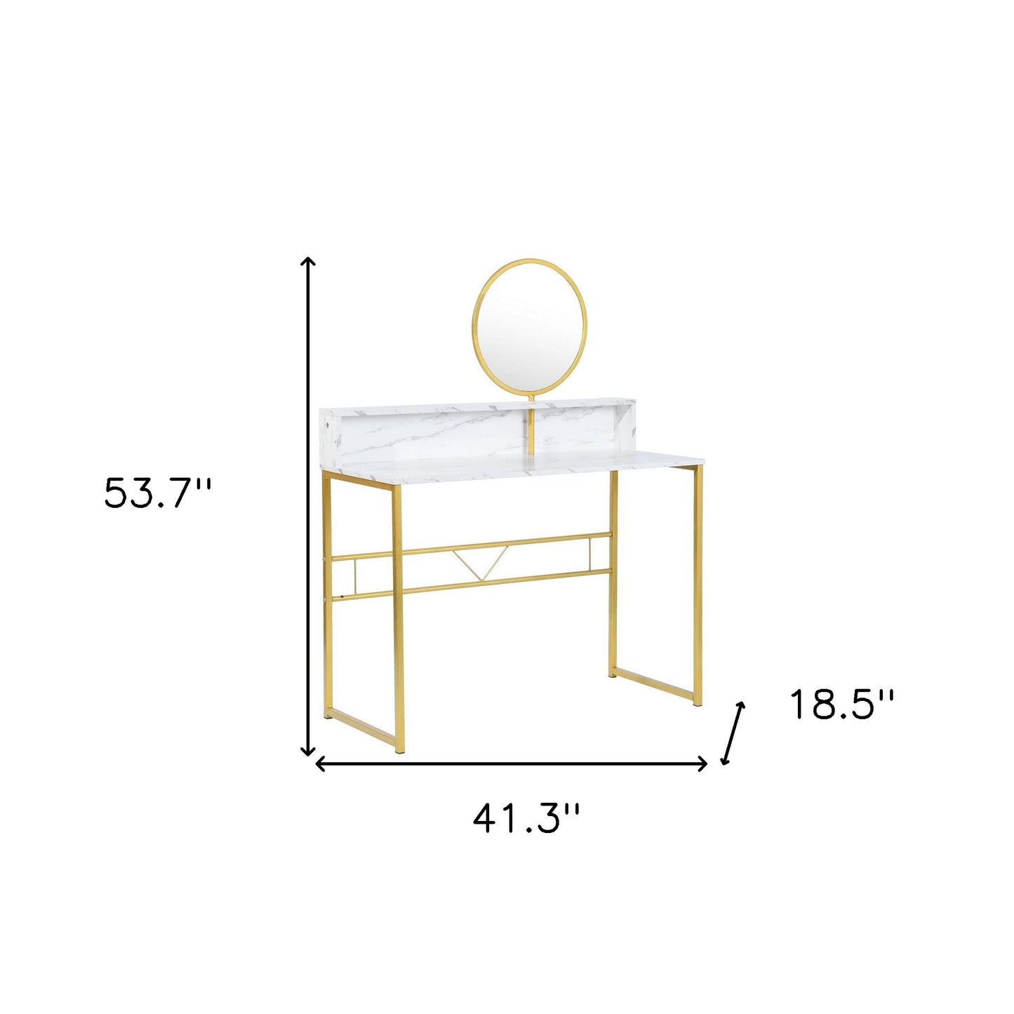 marble steel vanity table mirror, faux marble steel vanity table, marble steel vanity table, steel vanity table mirror, 41" white gold faux marble
