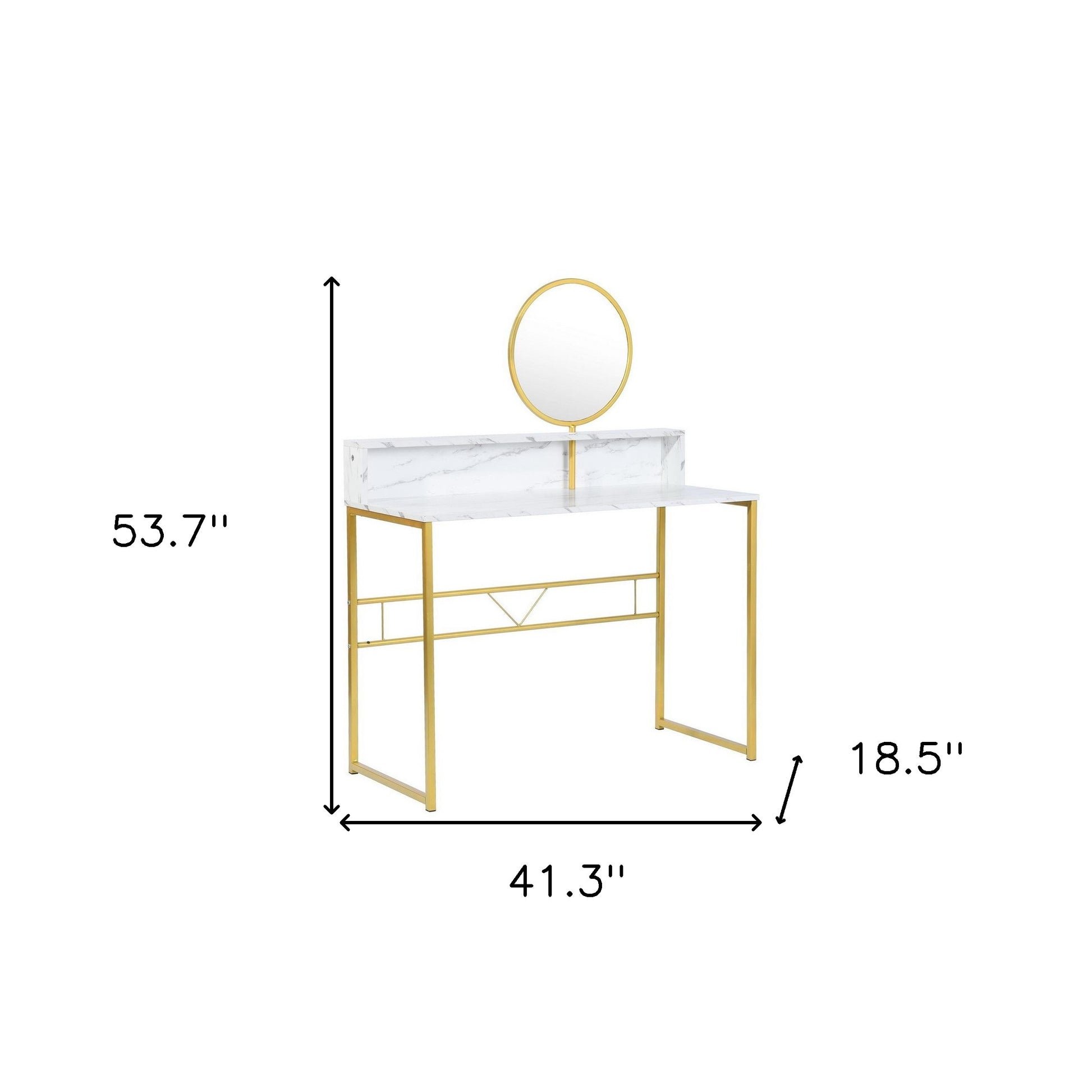 marble steel vanity table mirror, faux marble steel vanity table, marble steel vanity table, steel vanity table mirror, 41" white gold faux marble