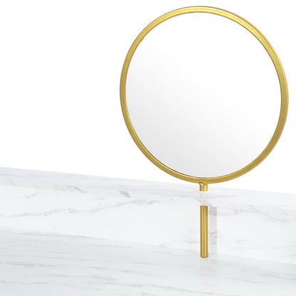 41" WHITE AND GOLD FAUX MARBLE VANITY WITH MIRROR