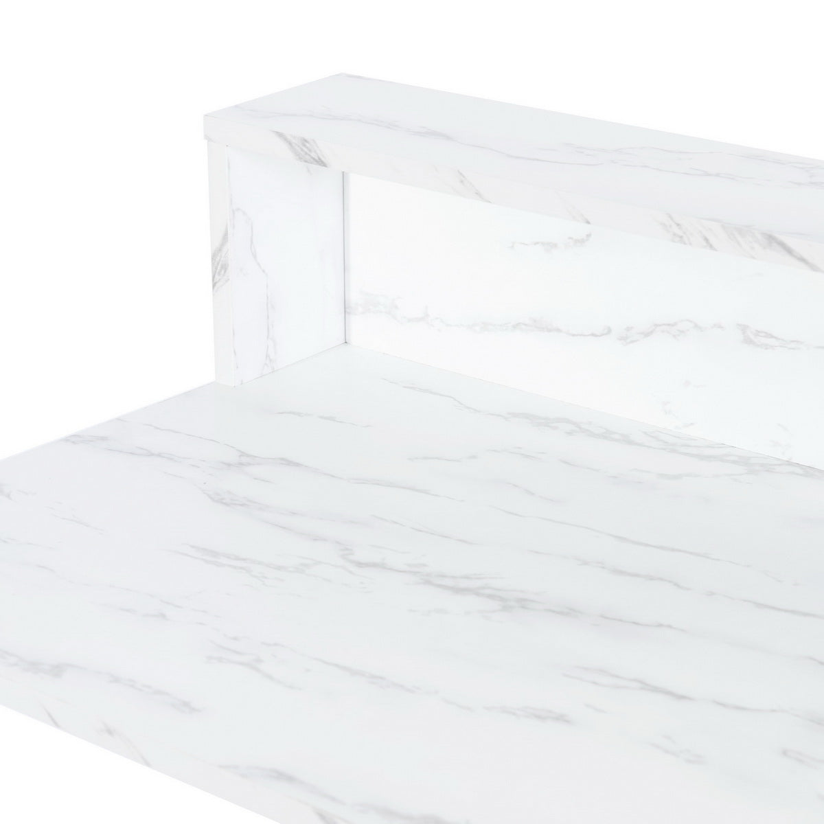 41" WHITE AND GOLD FAUX MARBLE VANITY WITH MIRROR