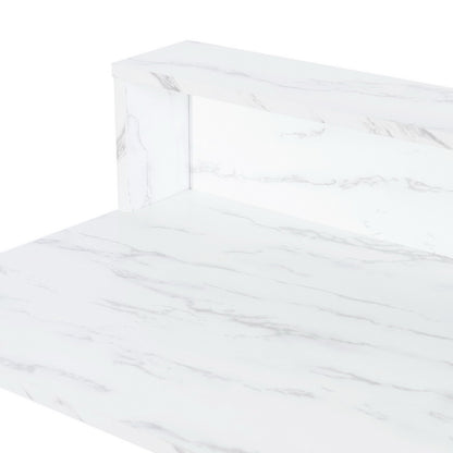 41" WHITE AND GOLD FAUX MARBLE VANITY WITH MIRROR