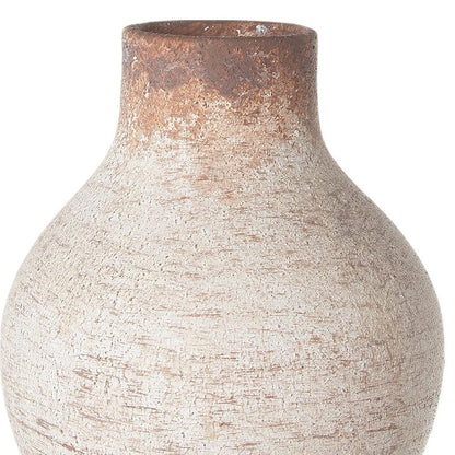 REDONDO 8" IVORY AND BROWN ARTISAN CERAMIC VASE