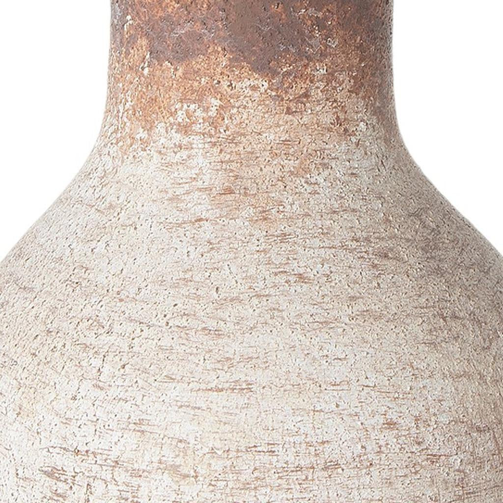 REDONDO 8" IVORY AND BROWN ARTISAN CERAMIC VASE
