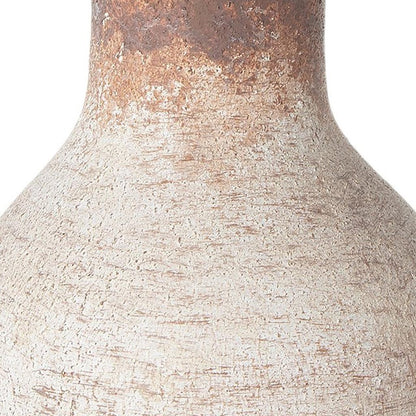 REDONDO 8" IVORY AND BROWN ARTISAN CERAMIC VASE